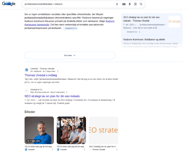 På under 24 timer lå jeg nr. 1 på Google på jernbaneskinneskidtskraber i rødovre