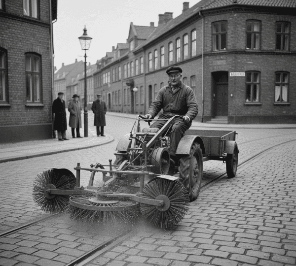 En rekonstruktion af jernbaneskinneskidtskraberen – et værktøj der fjernede skidt fra skinnerne, så togene kunne bremse sikkert.